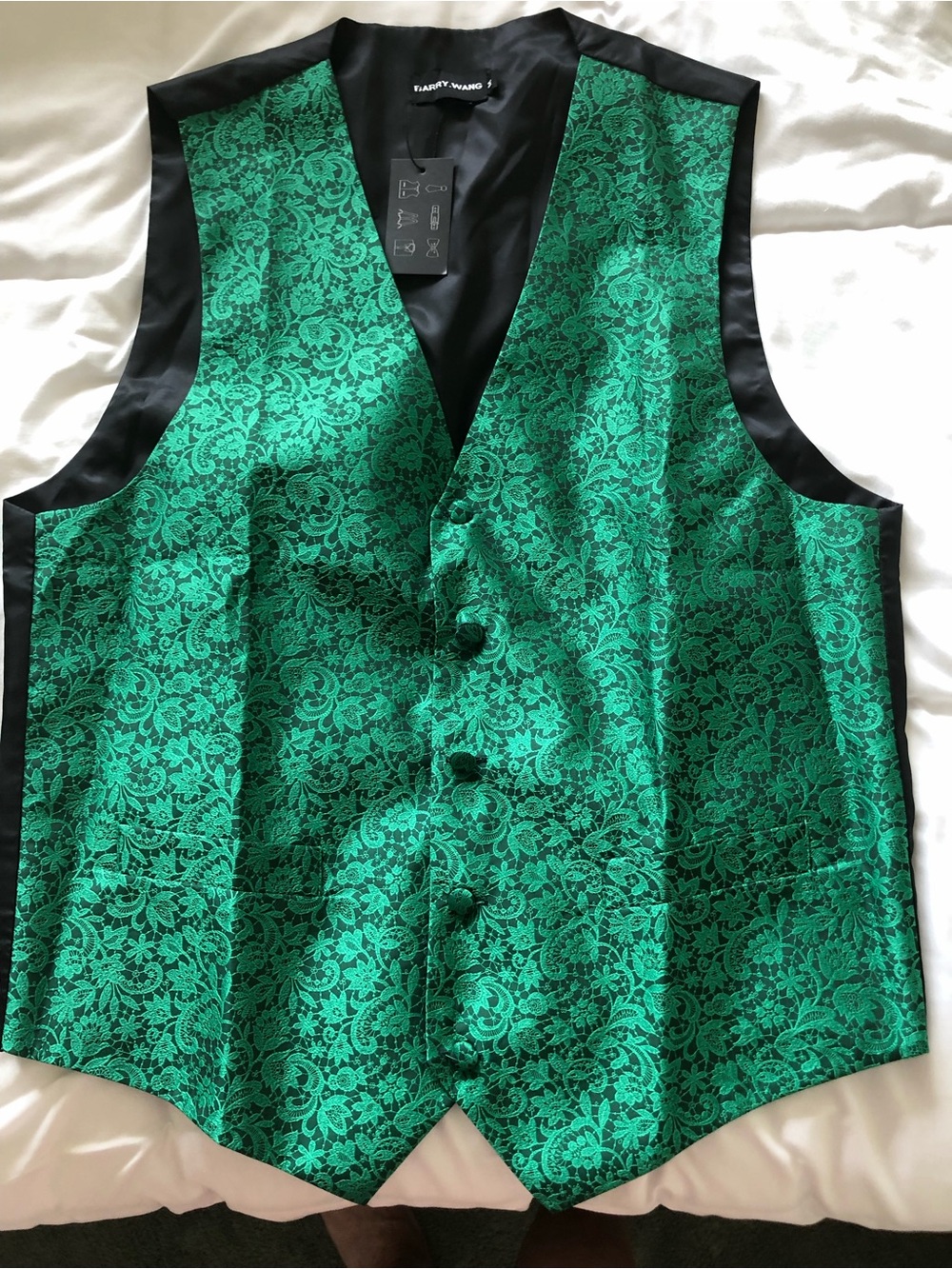 Emerald Green Men's Brocade Vest